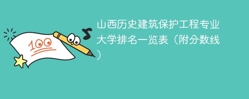 山西历史建筑保护工程专业大学排名一览表（附分数线）