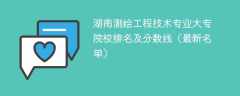 湖南测绘工程技术专业大专院校排名及分数线（2024最新名单）