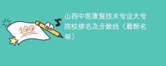 山西中医康复技术专业大专院校排名及分数线（2024最新名单）