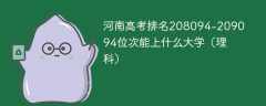 河南高考排名208094-209094位次能上什么大学（2024理科）