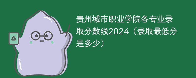 贵州城市职业学院各专业录取分数线2024（录取最低分是多少）