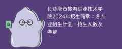 长沙商贸旅游职业技术学院2024年招生简章：各专业招生计划、招生人数及学费