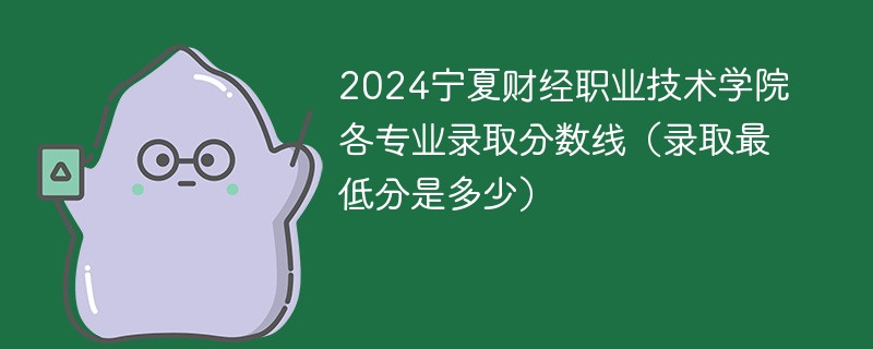 2024宁夏财经职业技术学院各专业录取分数线（录取最低分是多少）