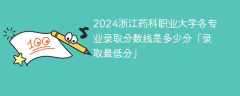 2024浙江药科职业大学各专业录取分数线是多少分「录取最低分」