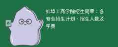 蚌埠工商学院2025年招生简章：各专业招生计划、招生人数及学费