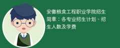 安徽粮食工程职业学院2025年招生简章：各专业招生计划、招生人数及学费