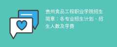 贵州食品工程职业学院招生简章2025年：各专业招生计划、招生人数及学费