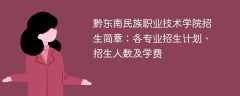 2025年黔东南民族职业技术学院招生简章：各专业招生计划、招生人数及学费