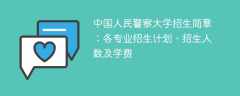 2025年中国人民警察大学招生简章：各专业招生计划、招生人数及学费