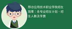 邢台应用技术职业学院招生简章2025年：各专业招生计划、招生人数及学费