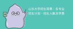 山东大学2025年招生简章：各专业招生计划、招生人数及学费