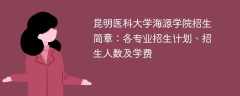 昆明医科大学海源学院招生简章2025年：各专业招生计划、招生人数及学费