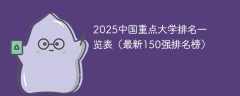 2025中国重点大学排名一览表（最新150强排名榜）