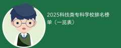 2025科技类专科学校排名榜单（一览表）