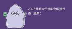 2025最好大学排名全国排行榜（最新）