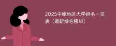 2025中原地区大学排名一览表（最新排名榜单）