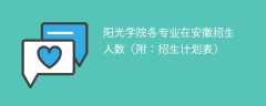 2025阳光学院各专业在安徽招生人数、录取分数线（附：招生计划表）