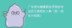 广东茂名健康职业学院各专业在江西招生人数、录取分数线2025（附：招生计划表）