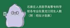 石家庄人民医学高等专科学校各专业2025年在黑龙江招生人数（附：招生计划表）