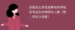 安阳幼儿师范高等专科学校在甘肃各专业2025招生人数、录取分数线（附：招生计划表）