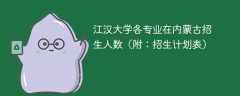 江汉大学各专业2025年在内蒙古招生人数（附：招生计划表）