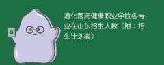 通化医药健康职业学院在山东各专业招生人数、录取分数线2025（附：招生计划表）