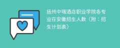 2025扬州中瑞酒店职业学院在安徽各专业招生人数、录取分数线（附：招生计划表）