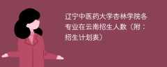 辽宁中医药大学杏林学院各专业在云南招生人数、录取分数线2025（附：招生计划表）