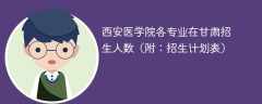 西安医学院各专业在甘肃招生人数2025年（附：招生计划表）