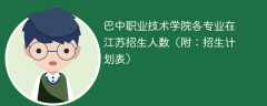 巴中职业技术学院在江苏各专业2025招生人数、录取分数线（附：招生计划表）