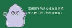 温州商学院各专业在甘肃招生人数2025年（附：招生计划表）