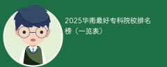 2025华南最好专科院校排名榜（一览表）