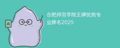 合肥师范学院王牌优势专业排名2025