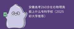 安徽高考260分左右物理类能上什么专科学校（2025好大学推荐）