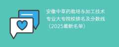 安徽中草药栽培与加工技术专业大专院校排名及分数线（2025最新名单）