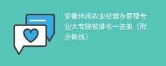 安徽休闲农业经营与管理专业大专院校排名一览表（附分数线）