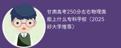 甘肃高考250分左右物理类能上什么专科学校（2025好大学推荐）