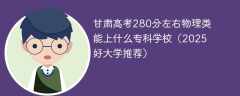 甘肃高考280分左右物理类能上什么专科学校（2025好大学推荐）