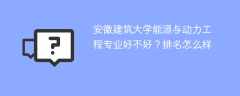 安徽建筑大学能源与动力工程专业好不好？排名怎么样