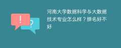 河南大学数据科学与大数据技术专业怎么样？排名好不好