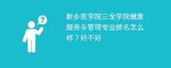 新乡医学院三全学院健康服务与管理专业排名怎么样？好不好