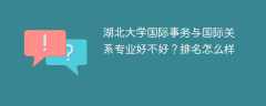 湖北大学国际事务与国际关系专业好不好？排名怎么样