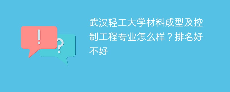 武汉轻工大学材料成型及控制工程专业怎么样？排名好不好