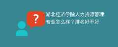 湖北经济学院人力资源管理专业怎么样？排名好不好