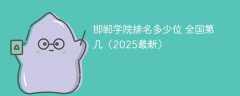 邯郸学院排名多少位 全国第几（2025最新）