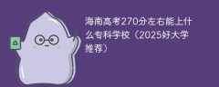 海南高考270分左右能上什么专科学校（2025好大学推荐）