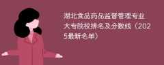 湖北食品药品监督管理专业大专院校排名及分数线（2025最新名单）