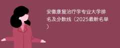 安徽康复治疗学专业大学排名及分数线（2025最新名单）