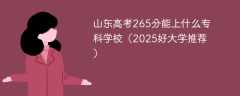 山东高考265分能上什么专科学校（2025好大学推荐）