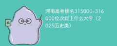 河南高考排名315000-316000位次能上什么大学（2025历史类）